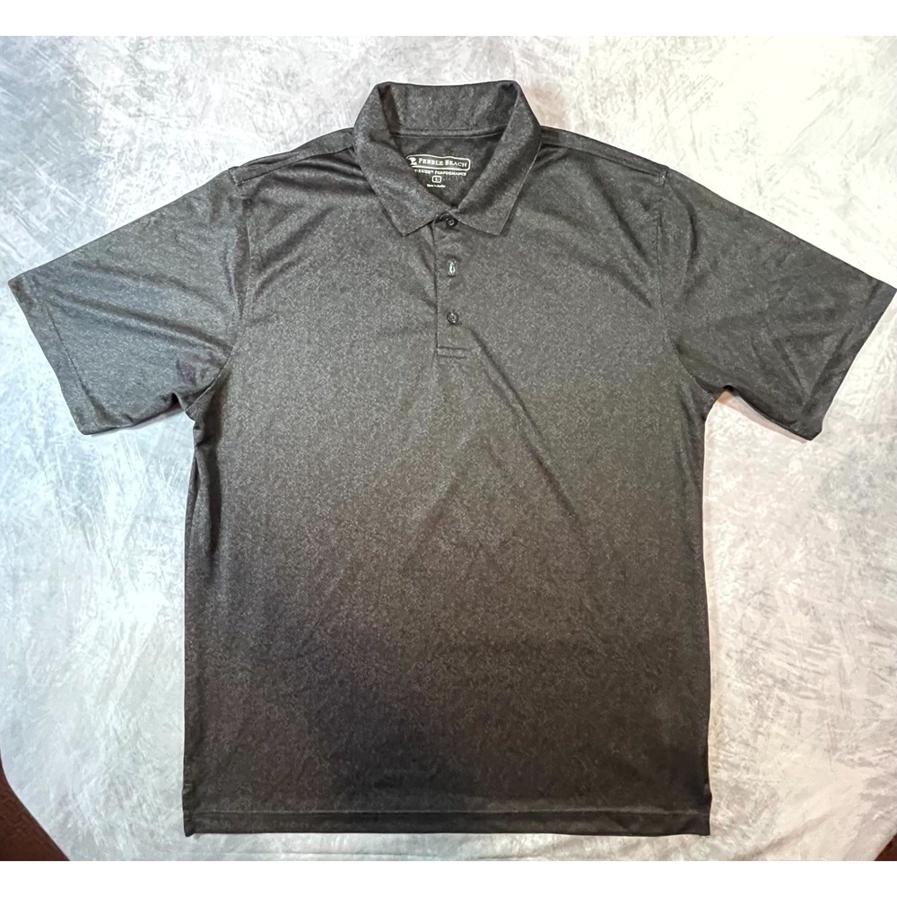Pebble Beach Dry Luxe Performance Polo Shirt Mens Large Gray Moisture Wicking